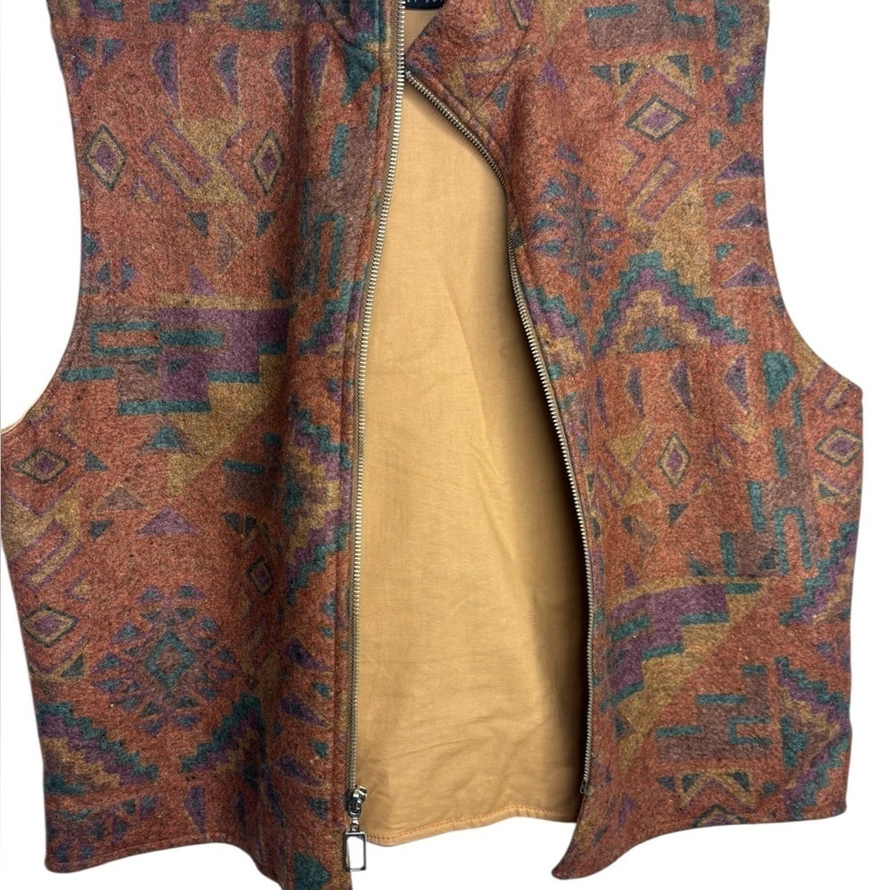 VTG Y2K Western Five Star by Roper Aztec Print Zip Front Vest Large - Picture 7 of 11